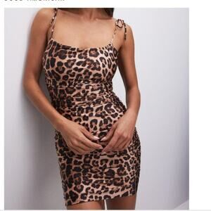 NWOT Good American Leopard ruched Bodycon Dress size S